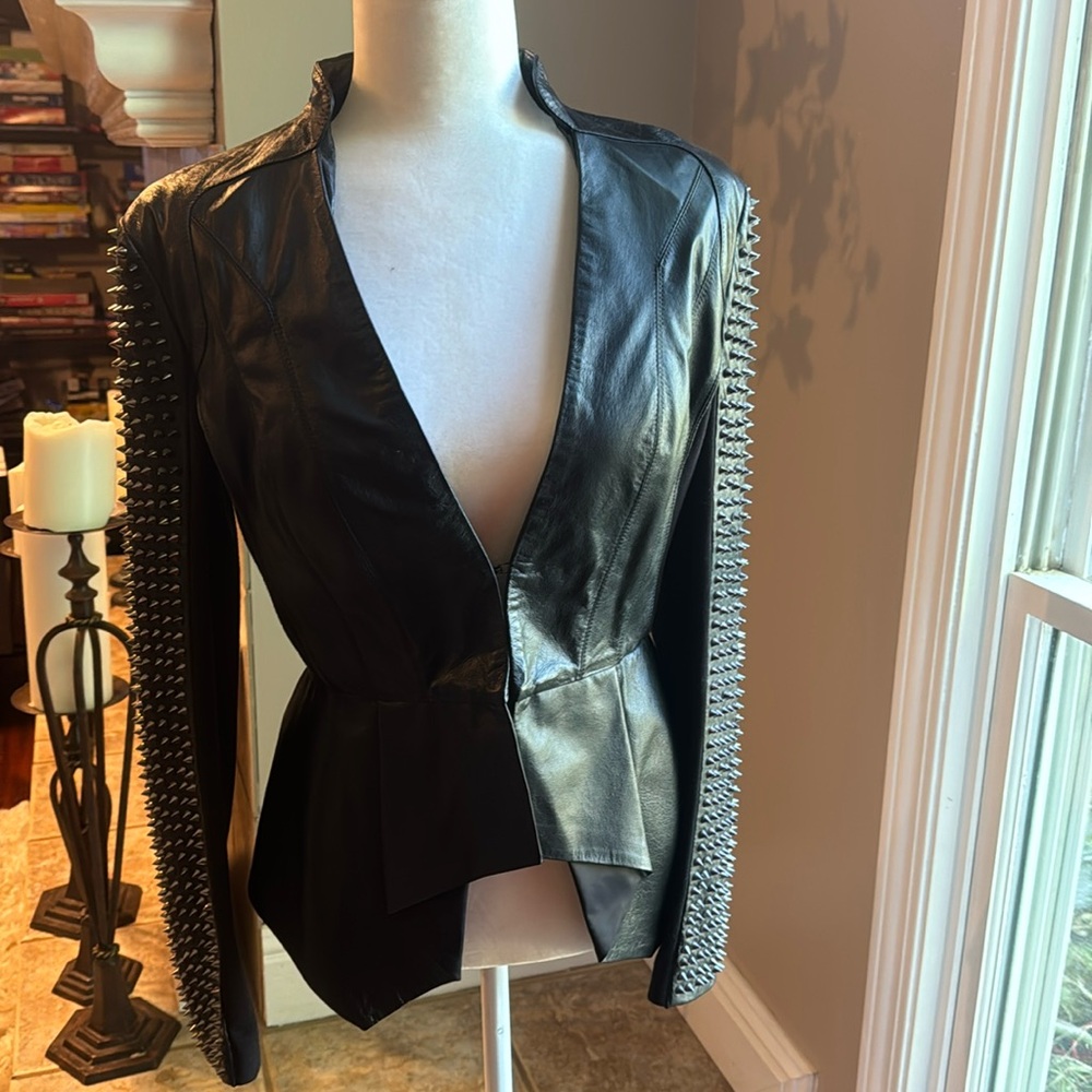 Leather jackets with spiked sleeves